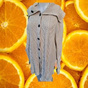 Jeanne Pierre Women's Beige Long Sleeve‎ Cable Knit Cotton Sweaters Size 3X